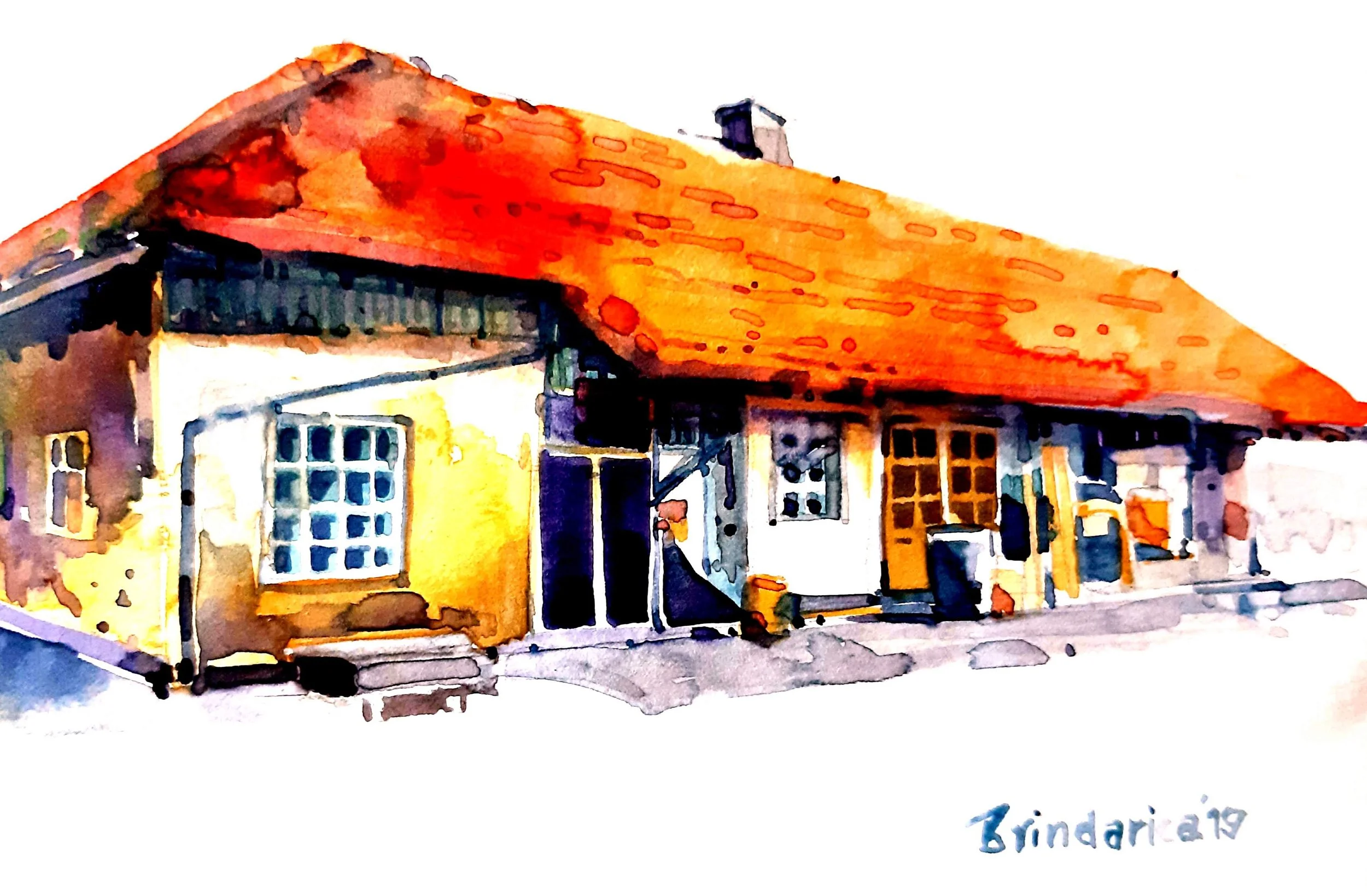 Spring Landscape Watercolour by Brindarica Bose