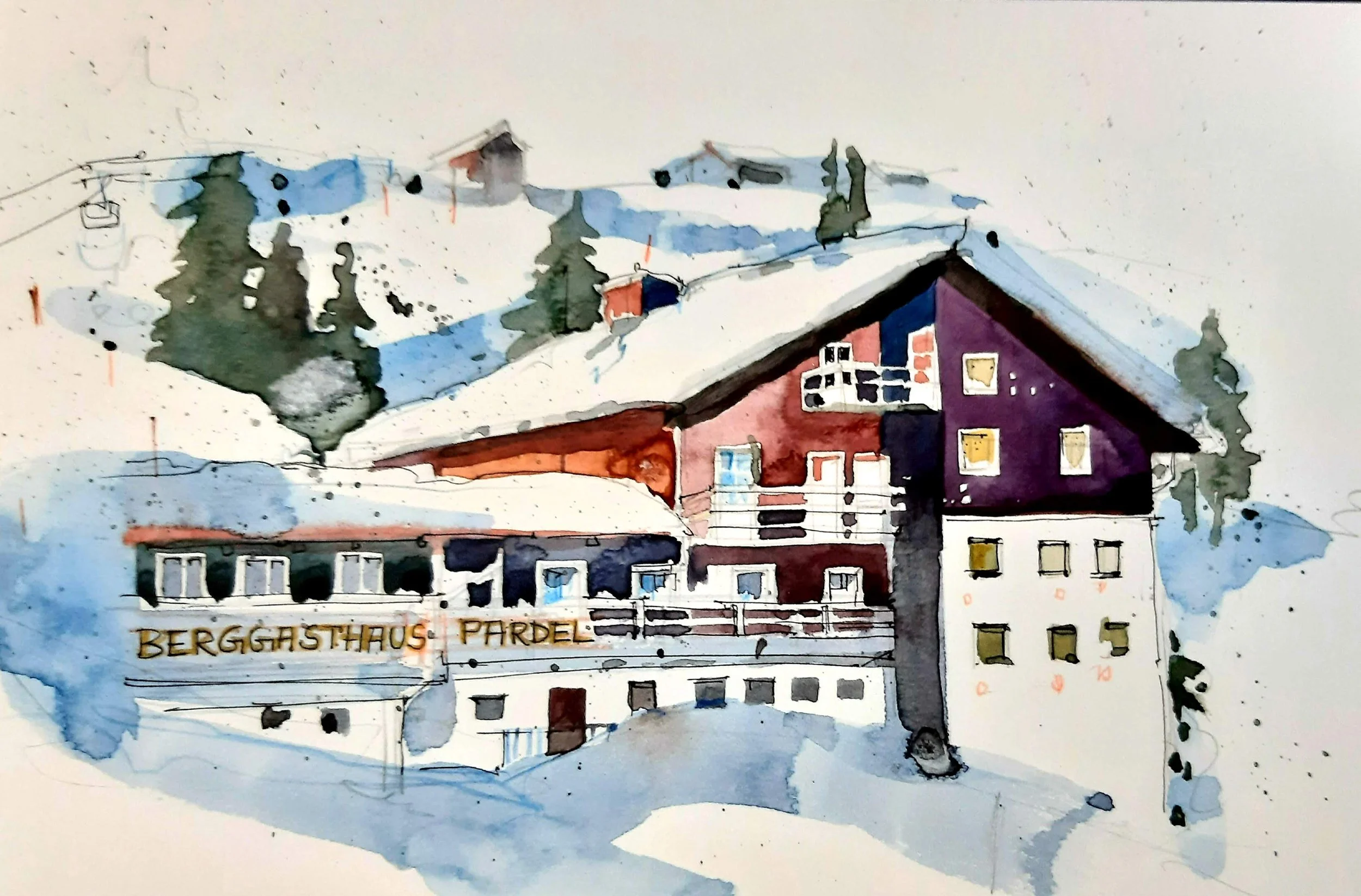 Swiss Countryside Watercolour by Brindarica Bose