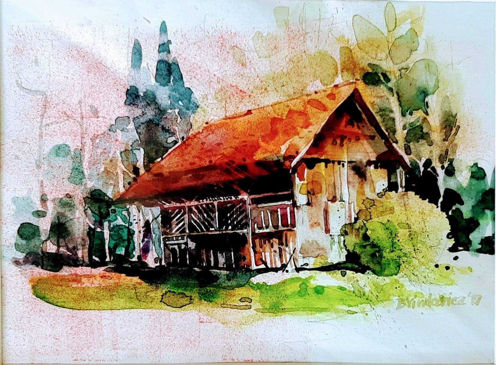 Mountain Village Scene by Brindarica Bose